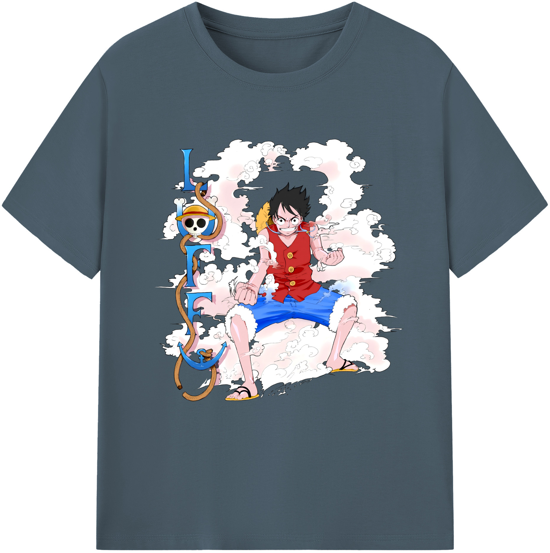 ワンピース モンキー・D・ルフィ ONE PIECE Monkey D. Luffy 綿100％半袖Tシャツ（フロントプリント）